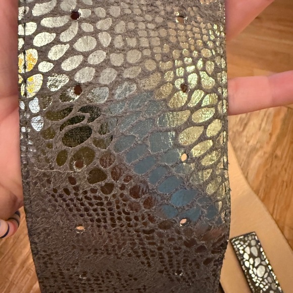 Metallic Snake Print Belt Fits up to 30 inch Width 3 inch main image 6
